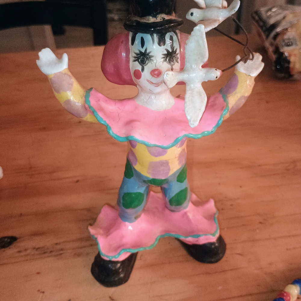 Mexican colorful Clown Figurine with Birds